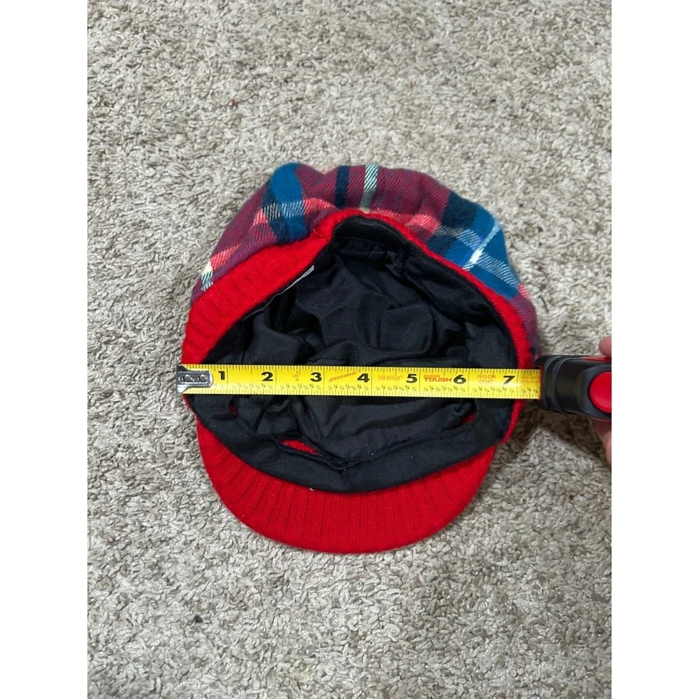 Vintage‎ Plaid Newsboy Cap Red Blue Fall Retro Preppy Indie 90s Funky Eclectic